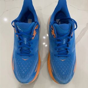 Hoka Mens Blue and Orange Athletic Shoes